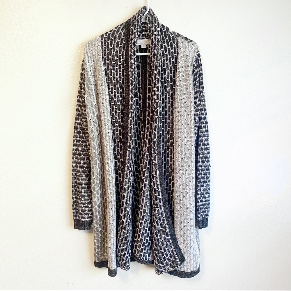 Carolyn Taylor Black and Gray Open-Front Cardigan